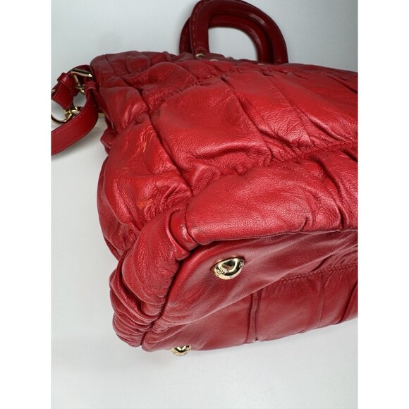Prada Napa Gauffre Tessuto Red Leather Two Way Bag - Picture 10 of 16